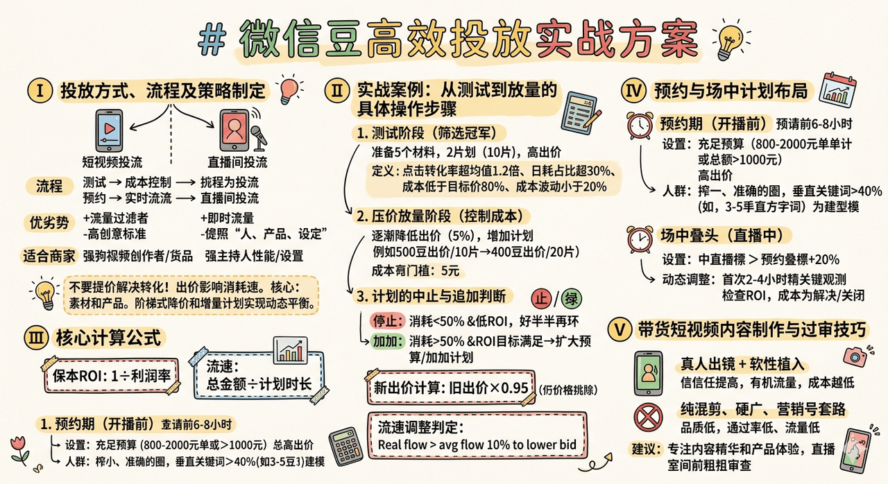 微信豆：内容加热与直播投流信息图