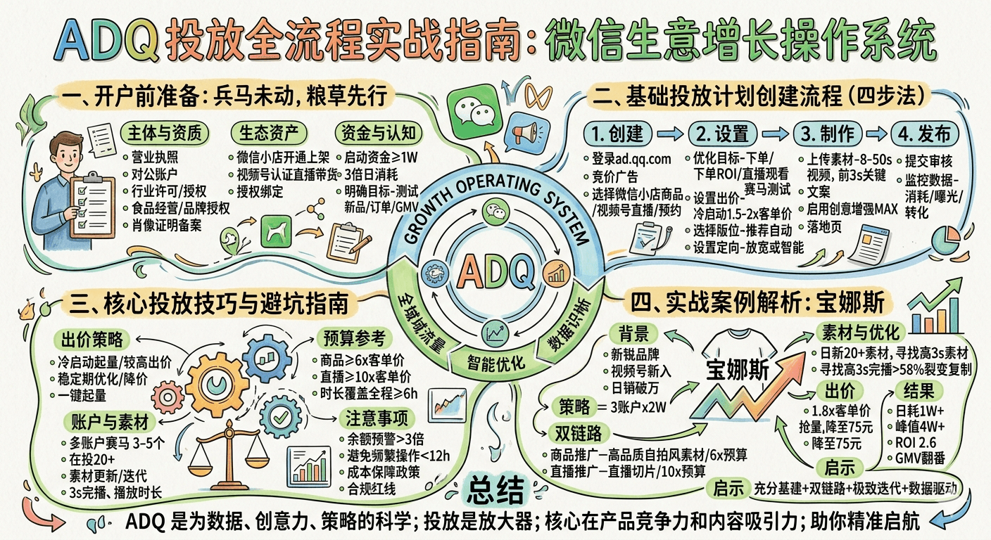 ADQ：从开户到规模化投放信息图